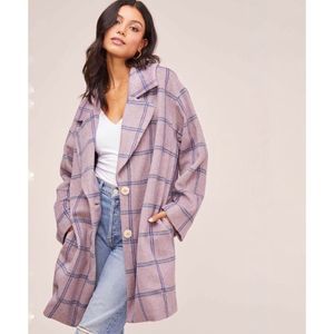 ASTR Oversized Plaid Wool Blend Cozy Coat L NWT